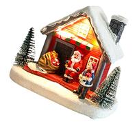 ULTECHNOVO Christmas Resin Miniature House with Luminous Xmas Village Decoration Festive Centerpiece for Holiday Parties and Home Table Decor