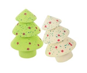 ULTECHNOVO Christmas Tree Shaped Face Makeup Sponge Set with Star Ball Design, Hydrophilic Polyurethane, Skin-friendly and Expands When Wet, for Makeup Routine and Festive Present