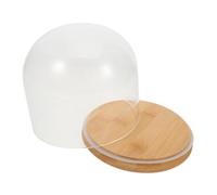 ULTECHNOVO Clear Glass Dome with Bamboo Base for Preserved Flower Display DIY Collectibles Showcase Lightweight Sturdy Bell Jar Cloche Cover for Cake Candle Plant Decoration
