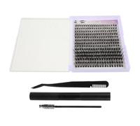 ULTECHNOVO Cluster Eyelash Extension Kit with Lash Adhesive and Protective Coating, Eyelash Tweezers, and Remover for Self Application, Black False Lashes with Realistic Design and Portable