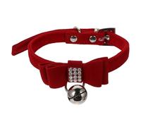 ULTECHNOVO Collar Bell Rhinestone Adjustable Pet Red Fleece with Cat Bow, Adorable for Birthday Stylish and Lovely Design Pet Supply Accessory Kitten Party