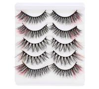ULTECHNOVO Colored Fake Eyelashes Multi-layer Dense Design Imitation Material 5 Pairs for Women and Girls for Prom and Photo Taking, Suitable for Professional and Personal Use