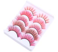 ULTECHNOVO Colorful False Eyelashes Synthetic Fiber 10Pcs Lightweight Natural Curly Volume Lashes for Evening Events and Halloween Costume Pink