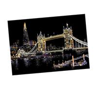 ULTECHNOVO Colorful London Tower Bridge Scratch Painting Kit with Tools DIY Night Scratch Drawing Paper for Adults Creative Art Supplies for Imaginative Scratch-Off Craft Projects