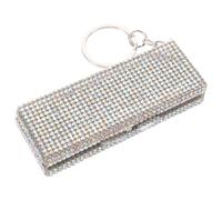 ULTECHNOVO Compact Aluminum Alloy Pill Organizer with 6 Independent Compartments, Rhinestone Bling Design, Waterproof Mini Travel Medicine Box for Tablets and Supplements, for Purse