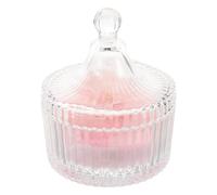 ULTECHNOVO Container Case Powder Puff Glass Decorative Jar Velvet Flocked Fabric Elegant 3d Ribbon Flower Design Gentle for Skin Easy to Carry Or Store Loose Powder