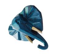 ULTECHNOVO Creative Resin Elephant Head Wall Hanging Hooks Vintage Blue Animal Wall Storage Hook for Coat Hat Keys in Home and Office
