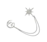 ULTECHNOVO Creative Silver Alloy Eight-pointed Star Brooch with Chain, Comfortable to Wear Decorative Lapel Pin for Hats and Backpacks, Unique Chic Star and Deer Design Accessory
