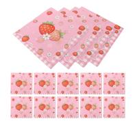 ULTECHNOVO Disposable Fruit 6.5 Inch Napkins 72pcs Paper Strawberry Square Soft Multipurpose Tissue Napkins with Print for Large Gatherings and Celebrations