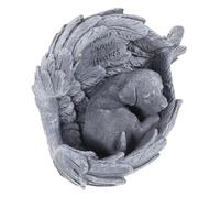 ULTECHNOVO Dog Grave Marker with Solar Light Lifelike Resin Pet Memorial Statue with Wings Outdoor Dog Remembrance Ornament for Garden Cemetery Pet Tribute Sculpture