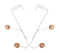 ULTECHNOVO Door Hooks 2pcs White Space-Saving Design Iron and Wood Material for Room Organization and Hanging Garments for Towels and Coats for Small Spaces and Back the Door
