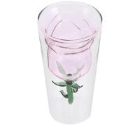 ULTECHNOVO Double-Layer Rose Flower Glass Wine Glass 201-300Ml Pink Cocktail Cup for Valentine’S Day Party and Home Dining