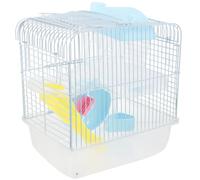 ULTECHNOVO Double-layer Wire Rat Platform Cage with Unique Castle Style Design, Spacious Plastic and Wire Dwarf Hamster Habitat Safe to Play and Rest