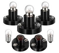 ULTECHNOVO E10 Screw Lamp Holder Set of 5 Physics Lamp Base with Bulbs for Electricity Teaching Aids 1.50 Cm Mini Light Bulb Holder for Science Lab Experiments