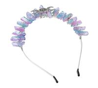 ULTECHNOVO Elegant Crystal Sorcerer Crown Headband Handmade Goddess Hair Decor for Banquet and Party Triple Moon Sun Design Natural Crystal Headdress for Women