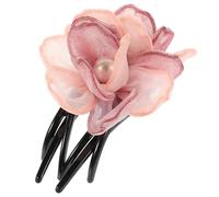 ULTECHNOVO Elegant Pink Flower Hair Clip Unique Design Non-slip Comfortable to Wear Silk Yarn and Plastic Hair Decorations for Women Daily Look and Work