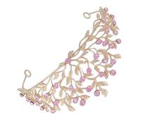 ULTECHNOVO Elegant Rhinestone Tiara Headband with Zinc Alloy Frame for Wedding and Party, Pink Decorative Bridal Headdress Easy to Maintain and Can be Styled in Ways