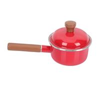 ULTECHNOVO Enamel Milk Pot with Lid 16cm Red Korean Style Thickened Single Handle Saucepan Multipurpose Food Cooking Pot Suitable for Gas and Induction Stove