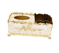 ULTECHNOVO European Style Multipurpose Tissue Box Holder with Elegant Rose Embossing PP Material Napkin Dispenser for Home Office Car Decor Gold Finish