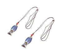 ULTECHNOVO Fish Whistle Safe and Easy Identification Cute Vintage with Lanyard 2pcs Ceramic Musical Instrument Pendant Mini Noisemakers for Parties and Class Breaks