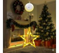 ULTECHNOVO Five-Pointed Star Window Lights 10 LED - Battery Operated & Suction Cup Mounted for Cord-Free Indoor Decoration - for Christmas Windows, Bedrooms, Party Displays, Kids’ Rooms