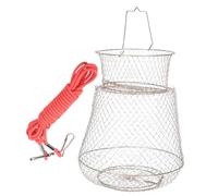ULTECHNOVO Foldable Fish Storage Basket with Anti-snag Mesh Portable Fish Trap Net for Crab Shrimp Lobster Compact Lightweight Design with Flat Bottom for Easy Catch Random Color