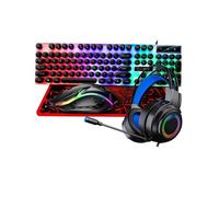 ULTECHNOVO Gaming Keyboard and Mouse Combo Set with Ergonomic Design, Abs Material, USB 2.0 and 3.5mm Connectivity, Plug and Play, Stylish Colourful Accessories Kit for Computer and Gaming