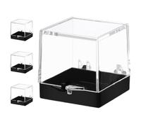 ULTECHNOVO Gemstone Display Boxes 4Pcs Mineral Specimen Storage Cases Black Base 35X35X35Mm Suitable for Raw Stone and Jewelry Samples
