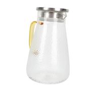 ULTECHNOVO Glass Cold Water Jug with Stainless Steel Lid High Temperature Resistant Textured Water Kettle for Home and Office Multi Function Beverage Container for Ice Tea Lemonade Milk and