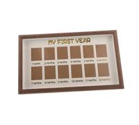 ULTECHNOVO Growth Record Photo Frame with Slots Walnut Wood Birthday Display Board Fade-resistant First Year Memorial Keepsake Wall Hanging Nursery Decor for Parents