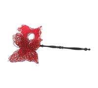 ULTECHNOVO Half Face Butterfly with Stick for Women, Red Plastic Venetian Party Accessory, Comfortable to Hold and Easy to Clean, for Themed Weddings and Dance Parties