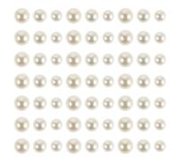 ULTECHNOVO Half round Flat Back Pearls for Crafts, 3 Sizes 12mm 14mm 16mm, Beige Plastic Embellishments Reliable Sticking Power for DIY Scrapbooking and Nail Art