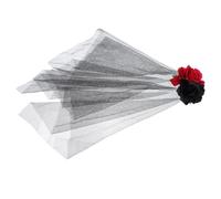 ULTECHNOVO Halloween Veil Headband with Crimson and Ebony Rose Decor, Flexible Gauze and Polyester Material, Chic Hair Accessory for Day the Dead and Masquerade Party