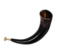 ULTECHNOVO Handmade Viking Horn Trumpet Made from Genuine Ox Horn and Metal with Excellent Projection Cowboy Inspired Aesthetic for Outdoor Adventures and Stage Performances Black Rustic