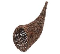 ULTECHNOVO Handwoven Cornucopia Horn Basket Rustic Harvest Basket Conical Woven Wall Planter Decorative Fruit Bowl Bread Tray for Table Storage and Hanging Flower Container