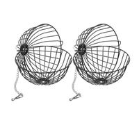 ULTECHNOVO Hanging Feeder Balls Black Hanging Feeder for Rabbits and Hamsters 2pcs Stainless Steel round Dispenser for Exercise and Feeding for Pet Cage