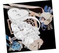 ULTECHNOVO Heart Shape Wedding Ring Pillow with Handle Lace Mini Ring Display Box for Engagement and Marriage Ceremony for Bridal Party and Proposal