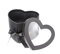 ULTECHNOVO Heart-shaped Lightweight Flower Holder Box in Black with Double-layer Rotating Design, Practical Birthday and Graduation Festival Keepsake Box for Carnations and Roses Display