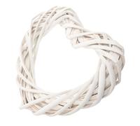 ULTECHNOVO Heart Shaped Vine Wreath Frame, White Rattan Garland, Natural Twig for Door and Window Hanging, Valentine Decoration 20cm