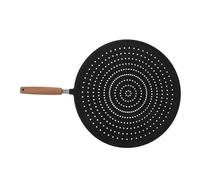 ULTECHNOVO Heat-Resistant Splatter Screen for Frying Pan with Silicone Mesh and Wood Handle, Grease Splatter Guard for Cooking in Home Kitchen, Anti-Splash Frying Pan Cover