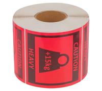 ULTECHNOVO Heavy Team Lift Shipping Labels Red Caution Stickers for Moving Boxes 80x80mm Roll 500 Adhesive Warning Tags for Heavy Object Handling and Transport