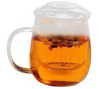 ULTECHNOVO High Borosilicate Glass Tea Cup Set 3pcs Mushroom-Shaped Mug 550ml with Lid Tea Infuser Mug for Office Home Brewing