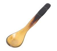 ULTECHNOVO Horn Spoon with Bamboo Handle Natural Dessert and Coffee Mixing Spoon for Ice Cream Soup Caviar Serving and Smooth Texture Decorative and Practical Kitchen Utensil