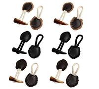 ULTECHNOVO Horn Toggle Buttons Easy to Use Resin and Pu 6 Pairs Coat Toggle Buttons Sewing 2 Holes Wide Application for Replacing for Sewing Crafts for Sweaters and Backpacks