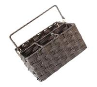 ULTECHNOVO Imitation Wicker Utensil Caddy with Handle Plastic Cutlery Organizer with Multiple Compartments Rustic Silverware Holder for Kitchen Countertop Picnic Flatware Storage Basket