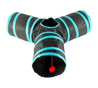 ULTECHNOVO Interactive Y-shape Cat Tunnel for Kittens and Cats with Foldable Design and 3 Spacious Polyester Tunnels, Featuring Small Ball Accessory for Indoor Self-entertainment and Active