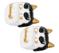 ULTECHNOVO Japanese Samurai Demon Masks Easy to Clean 2pcs White Plastic Horned Face Cover with Realistic Design for Office and Home Versatile Decoration Use