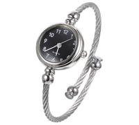 ULTECHNOVO Ladies Bangle Watch, Silver Cuff Analogue Bracelet Watch for Women with Clear Number Dial, Flexible Open Design Torque Strap Quartz Wristwatch for Office Casual Wear