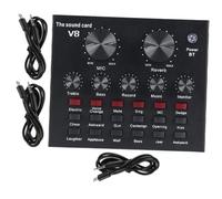 ULTECHNOVO Live Streaming Sound Card Mixer for Phone and Computer with Adjustable Volume Electronic Tone Effects High Bass and Reverberation Control Compatible with Devices for Singing and