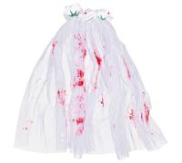 ULTECHNOVO Long Halloween Blood Veil with Comb Gothic Skull Headwear White Fabric Decorative Unique Style for Party Dress